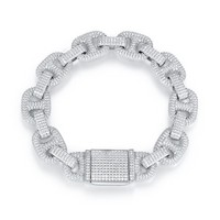 Vvs Moissanite Bijoux 14mm Cuban Link Bracelet En Argent Sterling 925 Moissanite Diamant Bracelet Moissanite baguette Bracelet
