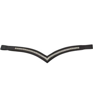 Banda de cejas de caballo de cristal en forma de V, tocado de brida de cuero elegante, diseño personalizado, tachuela ecuestre de diamantes de imitación para entrenamiento de caballos - Product Image 3