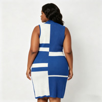 Ensemble tricoté 2 pièces sur mesure OEM avec broderie, grande taille, color block, cardigan long et robe tricotée pour femme