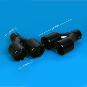 Embout d'échappement en acier inoxydable noir titane de 3,5 pouces, forme en Y, double tuyau, bord roulé incliné, embout de silencieux universel de performance - Product Image 2