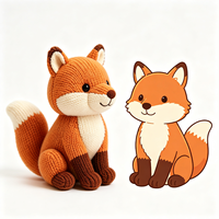 Peluche renard assis tricotée, jouet animal sauvage réaliste fait main au crochet, figurine artisanale mignonne, vente en gros, jouet en peluche personnalisé