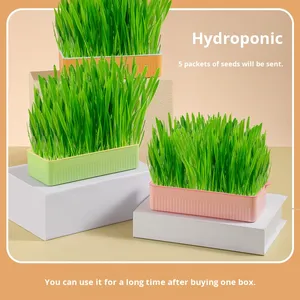 Cross-Biên Giới Mới Nhựa Thân Thiện Với Môi 10L Quadrate Thủy Canh Mèo Hộp Cỏ Catnip <span class=keywords><strong>Soilless</strong></span> Trồng 24G Mèo Cỏ Nồi Bộ - Product Image 2