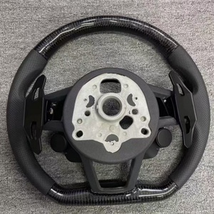 Volante Deportivo de Cuero y Fibra de Carbono con Botón de Encendido para Audi R8 TT RS6 RS4 RSQ5 <span class=keywords><strong>A4</strong></span> B8 A6 C7 A7 A8 RS5 S3 SRS3 - Product Image 3