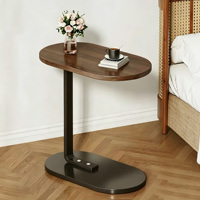 Table d'appoint nordique en forme de C, blanche, table basse ovale moderne en forme de C, table d'appoint pour canapé, pour salon et chambre à coucher