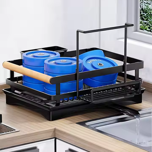 Escurridor de Platos de Acero Inoxidable para Encimera de Cocina, Escurridor de Platos de Gran Capacidad con Porta Cubiertos, Escurridor de Platos Negro - Product Image 4