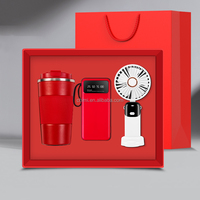Ensembles de cadeaux d'affaires personnalisés avec logo personnalisé tasse à café + batterie externe + ventilateur pour les collègues de l'entreprise Clients coopérant en promotion