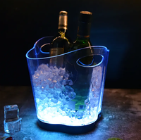 Seau à glace en plastique PS LED en gros, logo personnalisé, meilleure qualité, refroidisseur portable pour vin et bière, idéal pour les soirées, les clubs et les bars