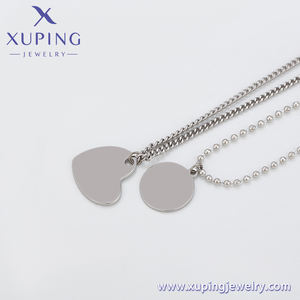 A00607089 Xu Ping gioielli a forma di cuore in acciaio inossidabile materiale neutro moda versatile collana neutra a doppia catena - Product Image 5