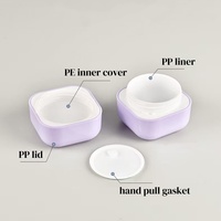 Bocaux cosmétiques en PP de forme carrée arrondie, colorés, à double couche, en plastique, pour crème pour le visage, gommage
