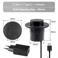 Prise de courant encastrée escamotable pour mobilier, 2 ports USB-A + 1 port USB-C, ronde, dissimulée, pour canapé, bureau, table, recharge de téléphone - Vente en gros