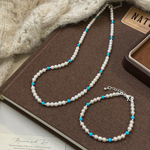Ensemble de <span class=keywords><strong>bijoux</strong></span> de luxe légers et haut de gamme pour femmes, comprenant un fer à perles turquoise et un collier de perles pour la clavicule - Product Image 2