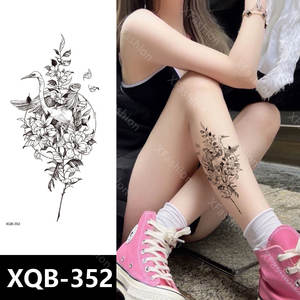 Pegatinas de Tatuajes Temporales Serie XQB, Diseño Personalizado de Chica Sexy con Flores Negras, Papel Impermeable para Aplicación en el <span class=keywords><strong>Brazo</strong></span>, Impresión Serigrafiada - Product Image 6