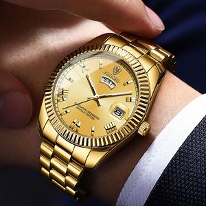 Binbond Men's Quartz Watch Gold Stainless Steel Band Date Display Water Resistant 30M Analog Dial Business Wristwatch - Product Image 3