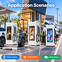 Station de recharge commerciale pour véhicules électriques 60-240 kW, chargeur rapide DC avec écran publicitaire 55 pouces, CCS1 CCS2 GB/T OCPP Double connecteur CE CB EMC