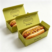 Boîte en papier biodégradable personnalisable pour la vente en gros, emballage pour hamburgers, sandwichs, saucisses, hot-dogs, maïs, pour les restaurants à emporter