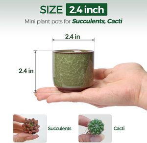 Maceta Pequeña de Cerámica Ecológica de 2.5 Pulgadas para Suculentas, con Orificio de Drenaje, Acabado Glaseado con Efecto de Grieta de Hielo, Contenedor para Plantas, Cactus y Suculentas - Product Image 5