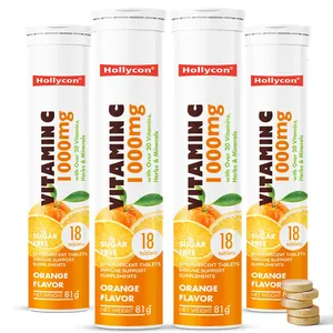 Laranja Sabor Vitamina C 1000mg Com Mais de 20 Vitaminas Ervas Minerais Suporte Imunológico Comprimidos Efervescentes