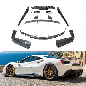 Kit de Carrocería de Fibra de Carbono Runde para Ferrari <span class=keywords><strong>488</strong></span> GTB, Estilo <span class=keywords><strong>Novitec</strong></span>, con Alerón Delantero, Difusor Trasero, Faldones Laterales y Alerón Trasero - Product Image 1