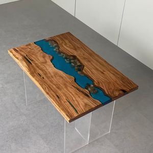 Grosir meja Lempeng resin epoksi kayu padat atas Sungai meja makan meja epoksi resin bening dengan tingkat wajar - Product Image 2