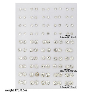 Fashion <b>Stud</b> <b>Earrings</b> 50 Pairs Imitation Pearl <b>Crystal</b> Women's Geometric Round Mixed Size <b>Earring</b> Set Yiwu Origin - Product Image 4