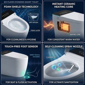 <span class=keywords><strong>Inodoro</strong></span> inteligente eléctrico sin tanque de una pieza con bidé integrado y sensor de pie, WC inteligente con certificación CUPC CE para compra al por mayor - Product Image 3