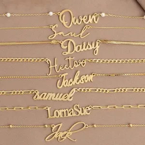 Personalized Jewelry 14k Solid Gold Custom Name Necklace /Bracelet For Her Mom Mothers Day Gift