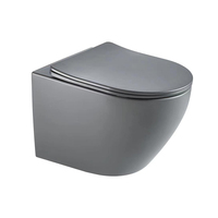 WC suspendu en céramique bleu ciel sans rebord de 180 mm avec siphon en P pour salle de bain