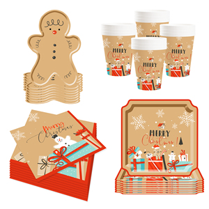 DAMAI New Christmas Tableware Set Merry Christmas Themed Party Set Plates Cups Napkins for Picnic Dinner Party Decoration - Product Image 4