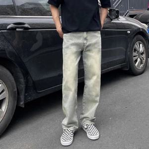 Jeans de Pierna Recta Vintage Y2K para Hombre 2025 - Mezclilla Lavada y Teñida de Corte Holgado |   Pantalones Casuales Retro Desgastados al por Mayor de Estilo Urbano - Product Image 4