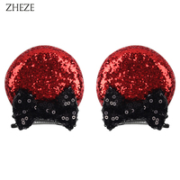 Accessoires de cheveux de voyage pour filles de style européen et américain, brillants, 2,8 pouces, petites oreilles de souris, paillettes, nœud, épingle à cheveux pour bébé