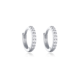 Boucles d'oreilles créoles rondes en argent 925 et or 18 carats avec zircon géométrique en forme de flocon de neige pour femmes - Product Image 5