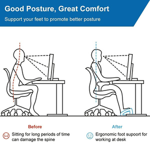 Reposapiés de madera para debajo del escritorio en el trabajo Reposapiés ajustable debajo del escritorio con 3 posiciones de altura - Product Image 4