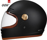 Casque de moto rétro OOH pour adultes, casque intégral vintage avec système de ventilation, design imperméable pour la conduite à moto