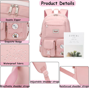 School Backpacks for Teen Girls - Laptop Backpacks 15.6 Inch College Cute Bookbag Anti Theft Women Casual Daypack,Pink Backpack - Product Image 5