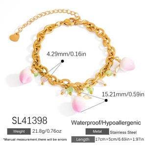 18K Gold Plated New Stainless Steel <b>Charm</b> Bracelets Trendy 18K Gold Plated Jewelry with High-End Feel for Anniversaries - Product Image 6