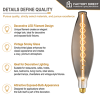 Ampoule LED à filament en verre fumé BT38 7W E26 350LM 2200K, faible MOQ, lampe Edison personnalisée, vente directe d'usine pour café, bar, hôtel