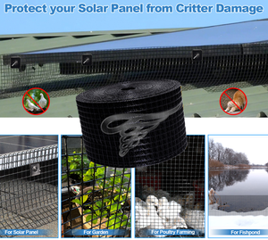 Maille de protection pour panneaux solaires - Maille métallique noire 8x100 pieds |   Barrière robuste anti-oiseaux et anti-nuisibles pour la sécurité des nettoyages de panneaux solaires - Product Image 6