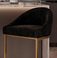 Tabouret de bar moderne italien en velours avec structure en acier inoxydable, résistant à l'eau, pour la maison, la salle à manger, l'îlot de cuisine, l'extérieur et la salle de sport