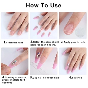 Vente en gros usine 10 pièces Faux <span class=keywords><strong>ongles</strong></span> à presser pour doigts, faits <span class=keywords><strong>main</strong></span>, Nouveauté Printemps-Été, style French rose délicat et raffiné - Product Image 6