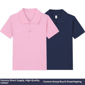 <span class=keywords><strong>Chemise</strong></span> à manches courtes pour enfants DFJ uniforme scolaire d'été revers coton haut ample Logo/Design graphique garçons filles en stock - Product Image 2