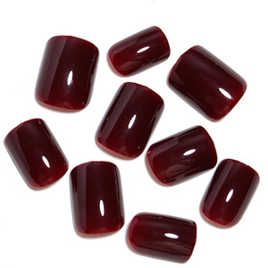 Faux ongles en résine à presser, couleur unie, courts, rouge du Nouvel An, couvrant entièrement, imperméables, amovibles, pour la décoration des ongles en DIY, pas cher - Product Image 3