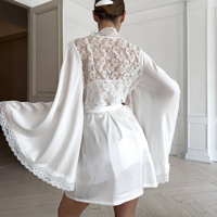 Nouvelle Robe de Nuit en Satin Noir et Dentelle pour Femme 2026 avec Lingerie en Maille, Ensemble de Nuit 2 Pièces Élégant pour Mariage et Nuit de Nuptiale