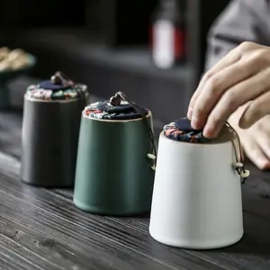 Tetera de cerámica de gres, contenedor de té antiguo japonés pequeño, logotipo personalizado, Caddy de té