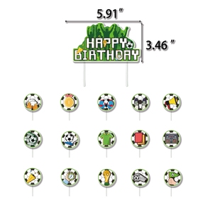 <span class=keywords><strong>Ensemble</strong></span> de bannière et de décorations de gâteau sur le thème du football avec guirlande suspendue et pics pour cupcakes pour les fournitures de fête de football pour garçons - Product Image 3