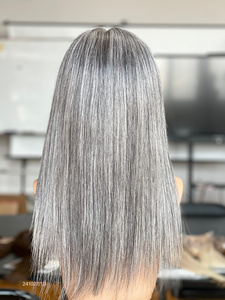 100% Raw Human Hair Medical <b>Wig</b> Grey Color Swiss <b>Lace</b> With Thin Skin PU Full <b>Lace</b> <b>Wig</b> For Beauty Women - Product Image 4