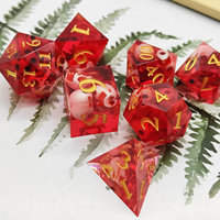 Ensemble de dés polyédriques D&D RPG D20 personnalisés, creux, rouges, en résine, à bords tranchants, motif crânes et donjons, pour jeux de table, de cartes et Pathfinder pour adultes