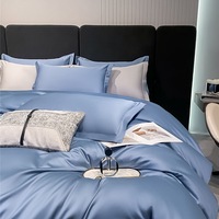 Ensemble de literie pour la maison Couleur unie Minimaliste Luxe Housse de couette Drap plat Taie d'oreiller Ensemble de linge de lit doux pour la chambre à coucher