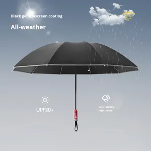 Paraguas de viaje grande y moderno completamente automático, protección UV, diseño plegable reflectante inverso para hombres y mujeres, lluvia solar de doble uso - Product Image 3