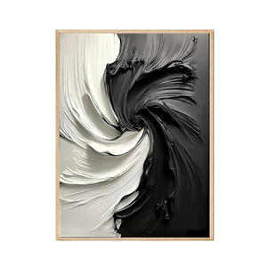 Cuadro Moderno de Naturaleza Muerta Abstracta en Blanco y Negro, Arte Decorativo Enmarcado para Colgar en la Pared, Lienzo Pintado a Mano con Técnica Mixta de Óleo, Personalizado - Product Image 2