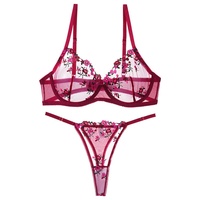 Ensemble de lingerie sexy transfrontalier tendance pour femme, en dentelle, luxueux, soutien-gorge sans rembourrage à couvrance complète, style Pure Desire, push-up liftant